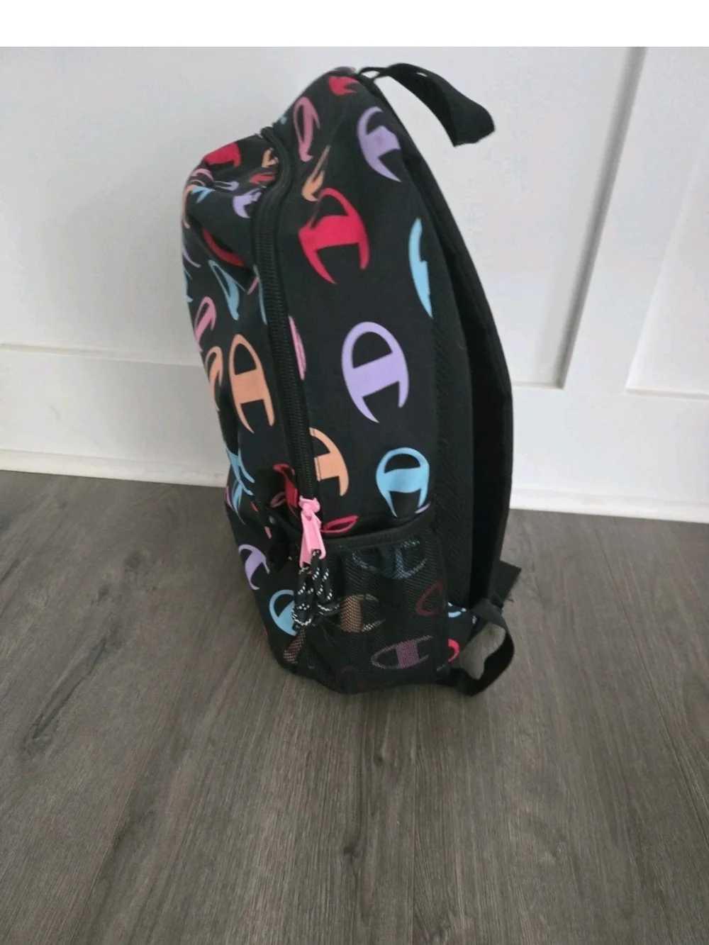 Champion 16” Backpack Black cript Logos,Laptop Sleeve,Padded Straps,Unisex EUC